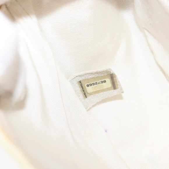 CHANEL Chain V Stitch Shoulder Bag Patent leather White Gold CC Auth 150967