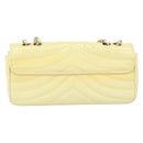 CHANEL Chain V Stitch Shoulder Bag Patent leather White Gold CC Auth 150967-2