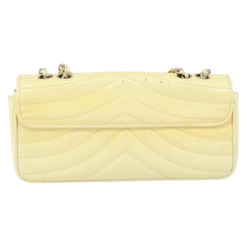 CHANEL Chain V Stitch Shoulder Bag Patent leather White Gold CC Auth 150967 - 0