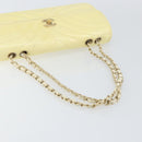 CHANEL Chain V Stitch Shoulder Bag Patent leather White Gold CC Auth 150967-7