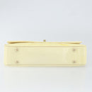 CHANEL Chain V Stitch Shoulder Bag Patent leather White Gold CC Auth 150967-5