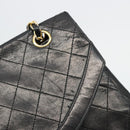 CHANEL Matelasse Chain Shoulder Bag Lamb Skin Black Gold CC Auth 150968-18