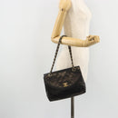 CHANEL Matelasse Chain Shoulder Bag Lamb Skin Black Gold CC Auth 150968-26