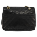 CHANEL Matelasse Chain Shoulder Bag Lamb Skin Black Gold CC Auth 150968-2