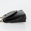 CHANEL Matelasse Chain Shoulder Bag Lamb Skin Black Gold CC Auth 150968-4