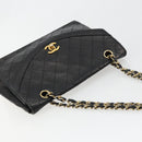 CHANEL Matelasse Chain Shoulder Bag Lamb Skin Black Gold CC Auth 150968-6