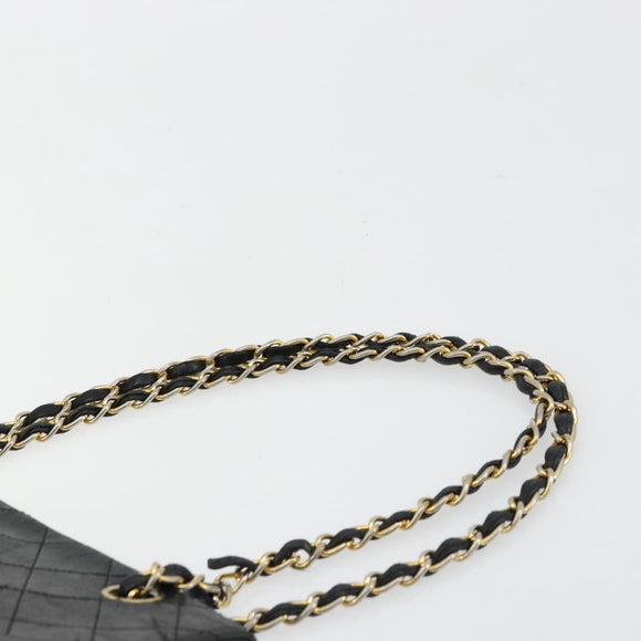 CHANEL Matelasse Chain Shoulder Bag Lamb Skin Black Gold CC Auth 150968