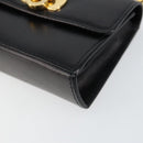 Salvatore Ferragamo Chain Gancini Shoulder Bag Leather Black Gold Auth 150969-8