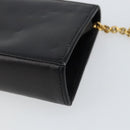 Salvatore Ferragamo Chain Gancini Shoulder Bag Leather Black Gold Auth 150969-16