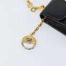 Salvatore Ferragamo Chain Gancini Shoulder Bag Leather Black Gold Auth 150969-9