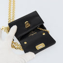 Salvatore Ferragamo Chain Gancini Shoulder Bag Leather Black Gold Auth 150969-19
