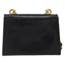 Salvatore Ferragamo Chain Gancini Shoulder Bag Leather Black Gold Auth 150969-2