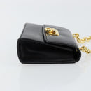 Salvatore Ferragamo Chain Gancini Shoulder Bag Leather Black Gold Auth 150969-3