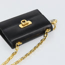 Salvatore Ferragamo Chain Gancini Shoulder Bag Leather Black Gold Auth 150969-6