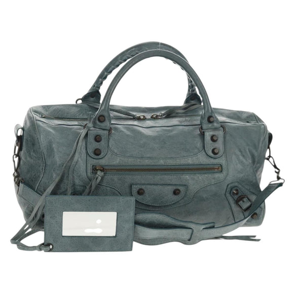 BALENCIAGA The Twiggy Hand Bag Leather 2way Light Blue 128523 Auth 150973V