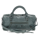 BALENCIAGA The Twiggy Hand Bag Leather 2way Light Blue 128523 Auth 150973V-2