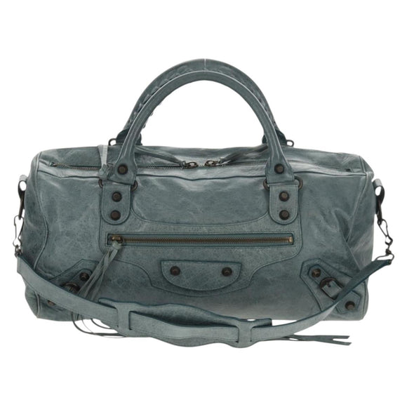 BALENCIAGA The Twiggy Hand Bag Leather 2way Light Blue 128523 Auth 150973V