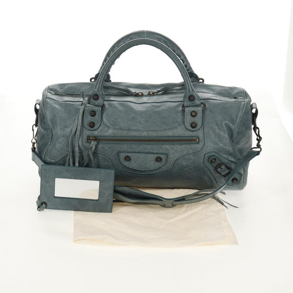 BALENCIAGA The Twiggy Hand Bag Leather 2way Light Blue 128523 Auth 150973V