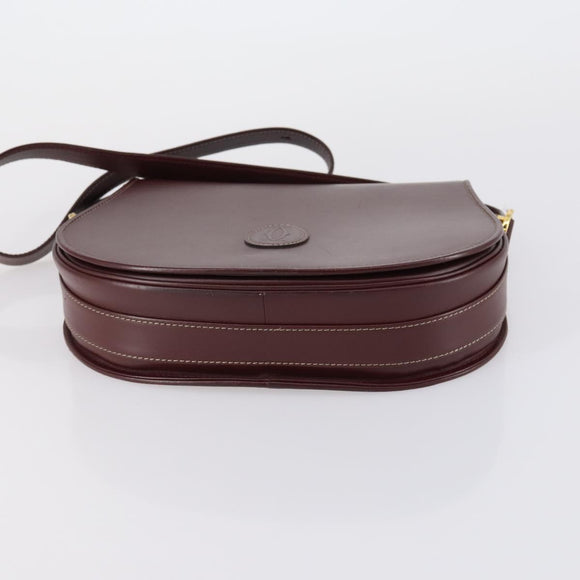 GIVENCHY Cartier Shoulder Bag Leather 2 Set Bordeaux Brown Auth 150976