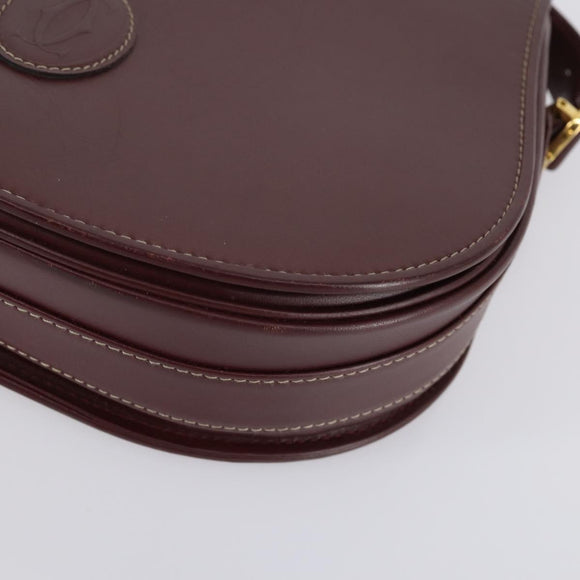 GIVENCHY Cartier Shoulder Bag Leather 2 Set Bordeaux Brown Auth 150976