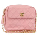 CHANEL Matelasse Chain Shoulder Bag Lamb Skin Pink Gold CC Auth 150982-1
