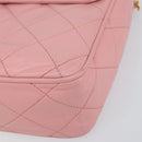 CHANEL Matelasse Chain Shoulder Bag Lamb Skin Pink Gold CC Auth 150982-8