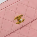 CHANEL Matelasse Chain Shoulder Bag Lamb Skin Pink Gold CC Auth 150982-18