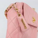 CHANEL Matelasse Chain Shoulder Bag Lamb Skin Pink Gold CC Auth 150982-9