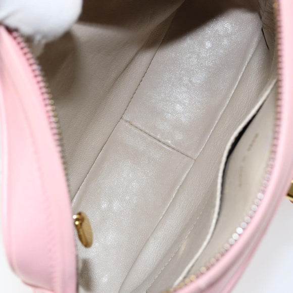 CHANEL Matelasse Chain Shoulder Bag Lamb Skin Pink Gold CC Auth 150982