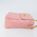 CHANEL Matelasse Chain Shoulder Bag Lamb Skin Pink Gold CC Auth 150982-3