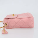 CHANEL Matelasse Chain Shoulder Bag Lamb Skin Pink Gold CC Auth 150982-4