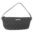 GUCCI GG Canvas Accessory Pouch Gray Silver 07198 Auth 150991-1