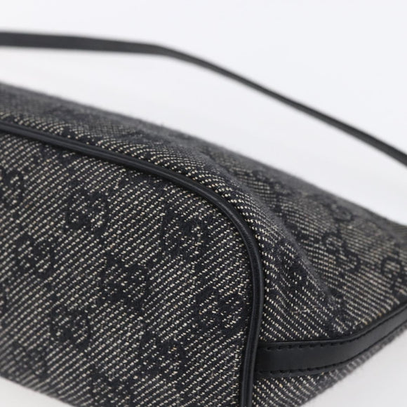 GUCCI GG Canvas Accessory Pouch Gray Silver 07198 Auth 150991