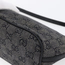 GUCCI GG Canvas Accessory Pouch Gray Silver 07198 Auth 150991-12