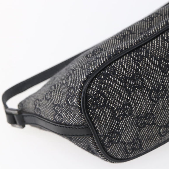 GUCCI GG Canvas Accessory Pouch Gray Silver 07198 Auth 150991