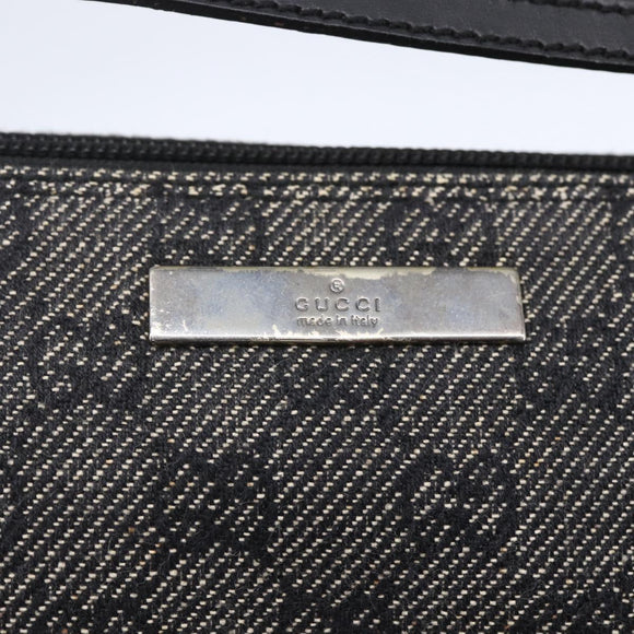 GUCCI GG Canvas Accessory Pouch Gray Silver 07198 Auth 150991