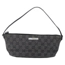 GUCCI GG Canvas Accessory Pouch Gray Silver 07198 Auth 150991-2