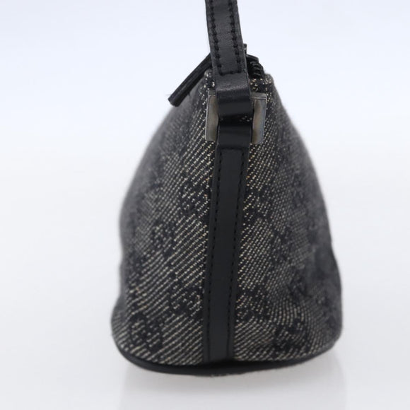 GUCCI GG Canvas Accessory Pouch Gray Silver 07198 Auth 150991