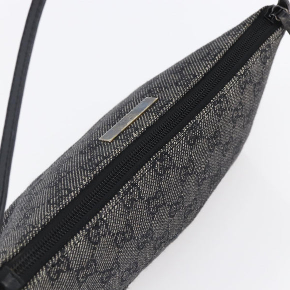 GUCCI GG Canvas Accessory Pouch Gray Silver 07198 Auth 150991