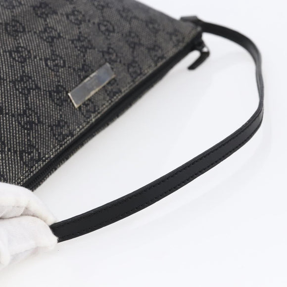 GUCCI GG Canvas Accessory Pouch Gray Silver 07198 Auth 150991