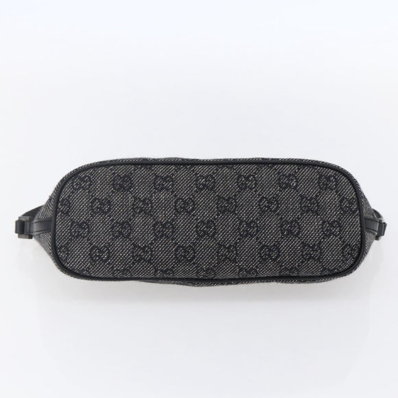 GUCCI GG Canvas Accessory Pouch Gray Silver 07198 Auth 150991