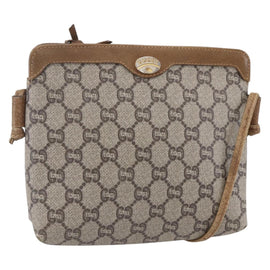 GUCCI GG Plus Supreme Shoulder Bag PVC Leather Beige Gold Auth 150999