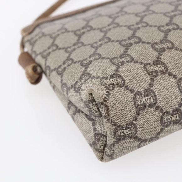 GUCCI GG Plus Supreme Shoulder Bag PVC Leather Beige Gold Auth 150999