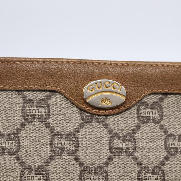 GUCCI GG Plus Supreme Shoulder Bag PVC Leather Beige Gold Auth 150999