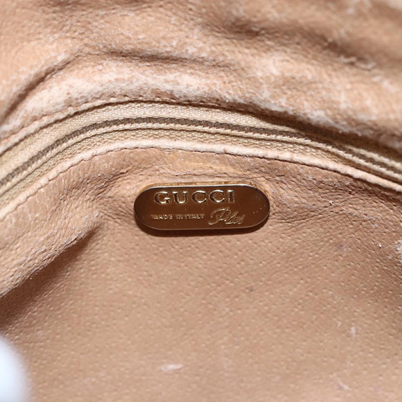 GUCCI GG Plus Supreme Shoulder Bag PVC Leather Beige Gold Auth 150999