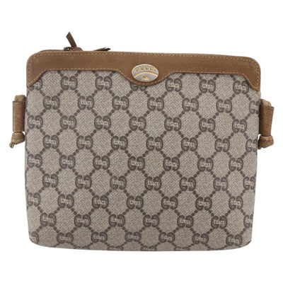 GUCCI GG Plus Supreme Shoulder Bag PVC Leather Beige Gold Auth 150999 - 0