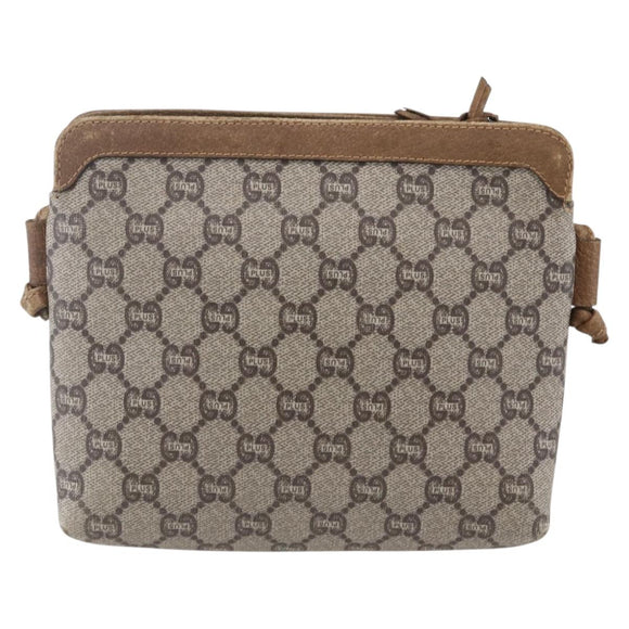 GUCCI GG Plus Supreme Shoulder Bag PVC Leather Beige Gold Auth 150999