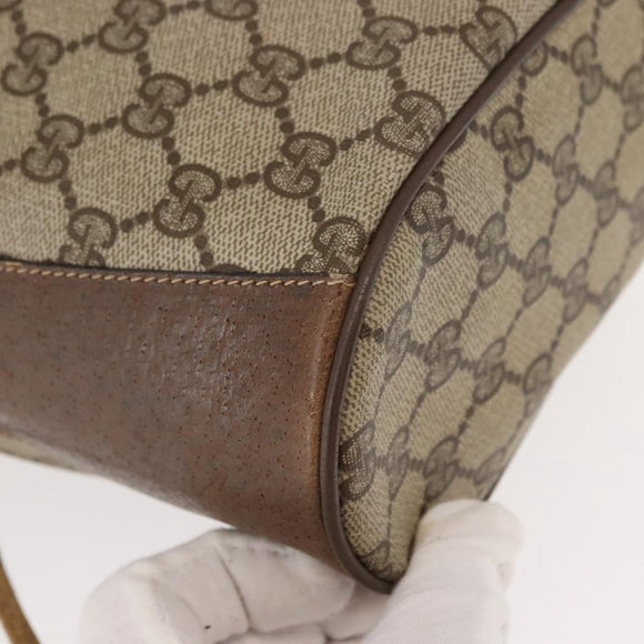 GUCCI GG Supreme Web Sherry Line Bag PVC Beige Gold 41 02 034 Auth 151000