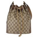 GUCCI GG Supreme Web Sherry Line Bag PVC Beige Gold 41 02 034 Auth 151000-13
