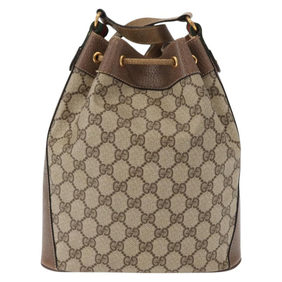 GUCCI GG Supreme Web Sherry Line Bag PVC Beige Gold 41 02 034 Auth 151000